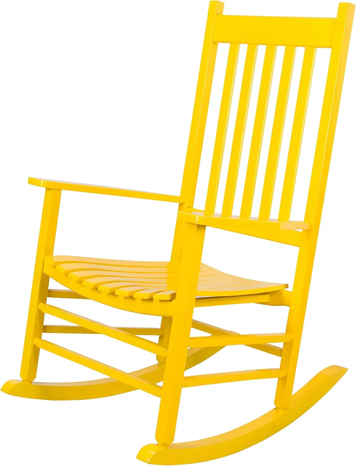 Shine Company Vermont Porch Rocker, High Back Wood Rocking Chair, Lemon
