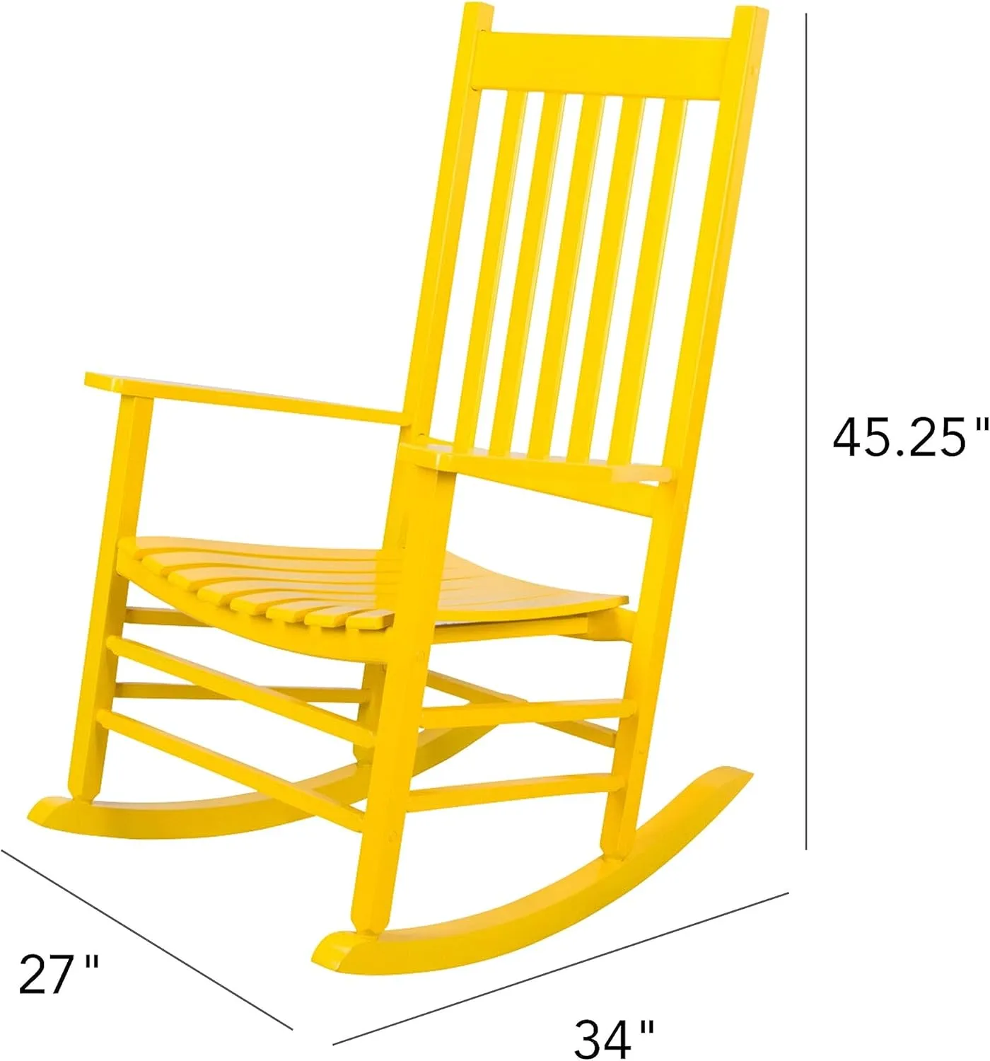 Shine Company Vermont Porch Rocker, High Back Wood Rocking Chair, Lemon