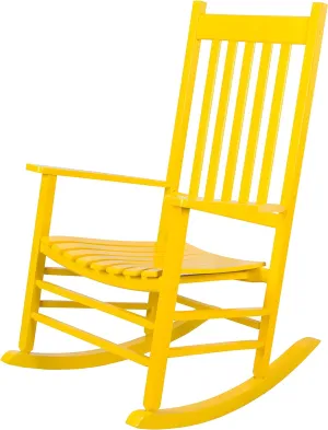 Shine Company Vermont Porch Rocker, High Back Wood Rocking Chair, Lemon