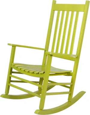 Shine Company Vermont Porch Rocker, High Back Wood Rocking Chair, Lime