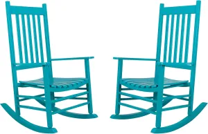 Shine Company Vermont Rocking Chairs, Outdoor Front Porch Rocker Set of 2, Aruba