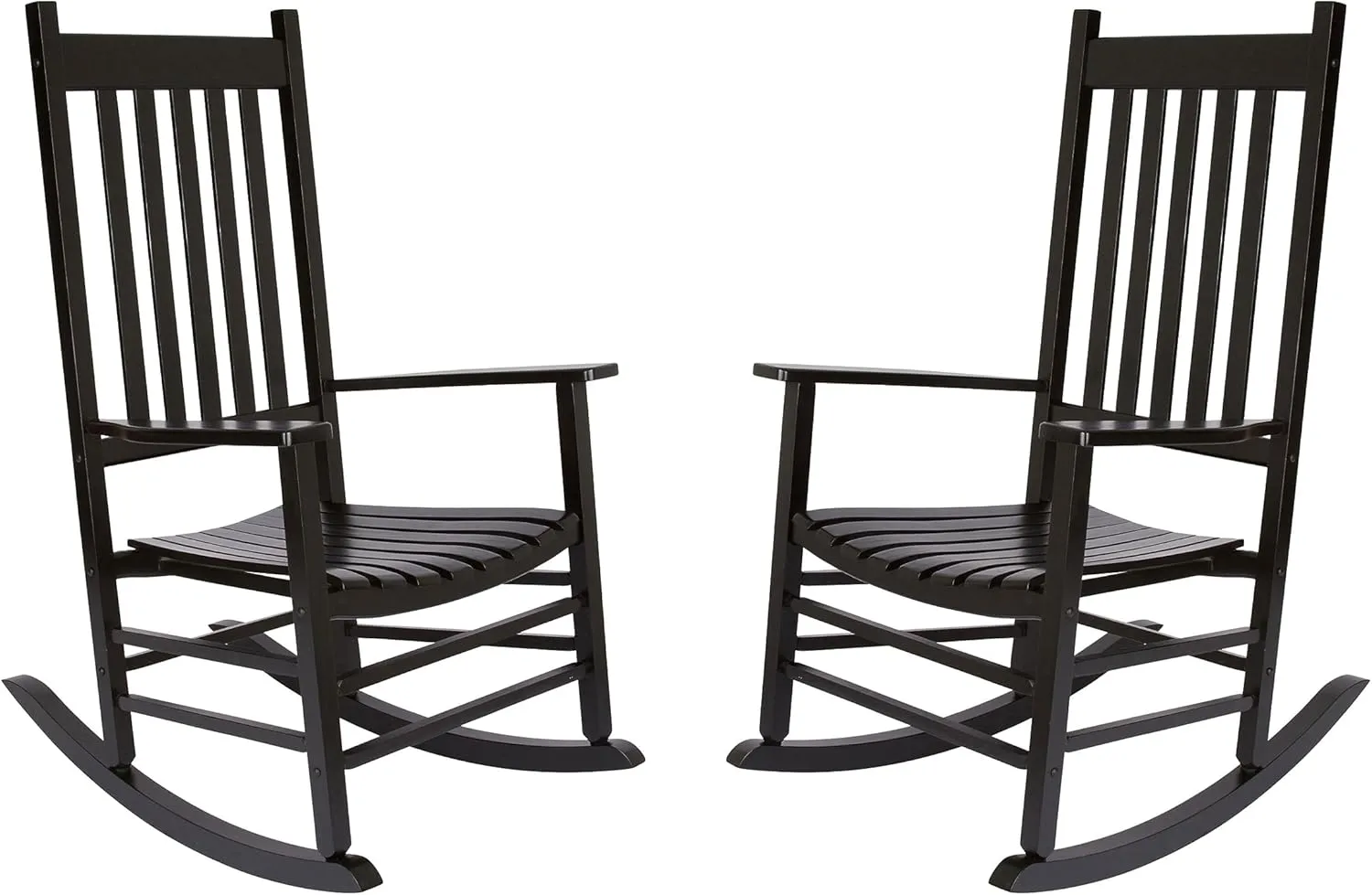 Shine Company Vermont Rocking Chairs, Outdoor Front Porch Rocker Set of 2, Black