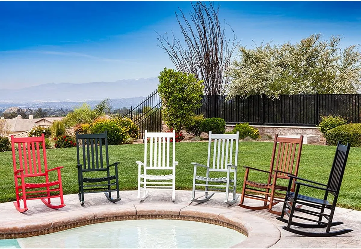 Shine Company Vermont Rocking Chairs, Outdoor Front Porch Rocker Set of 2, Black