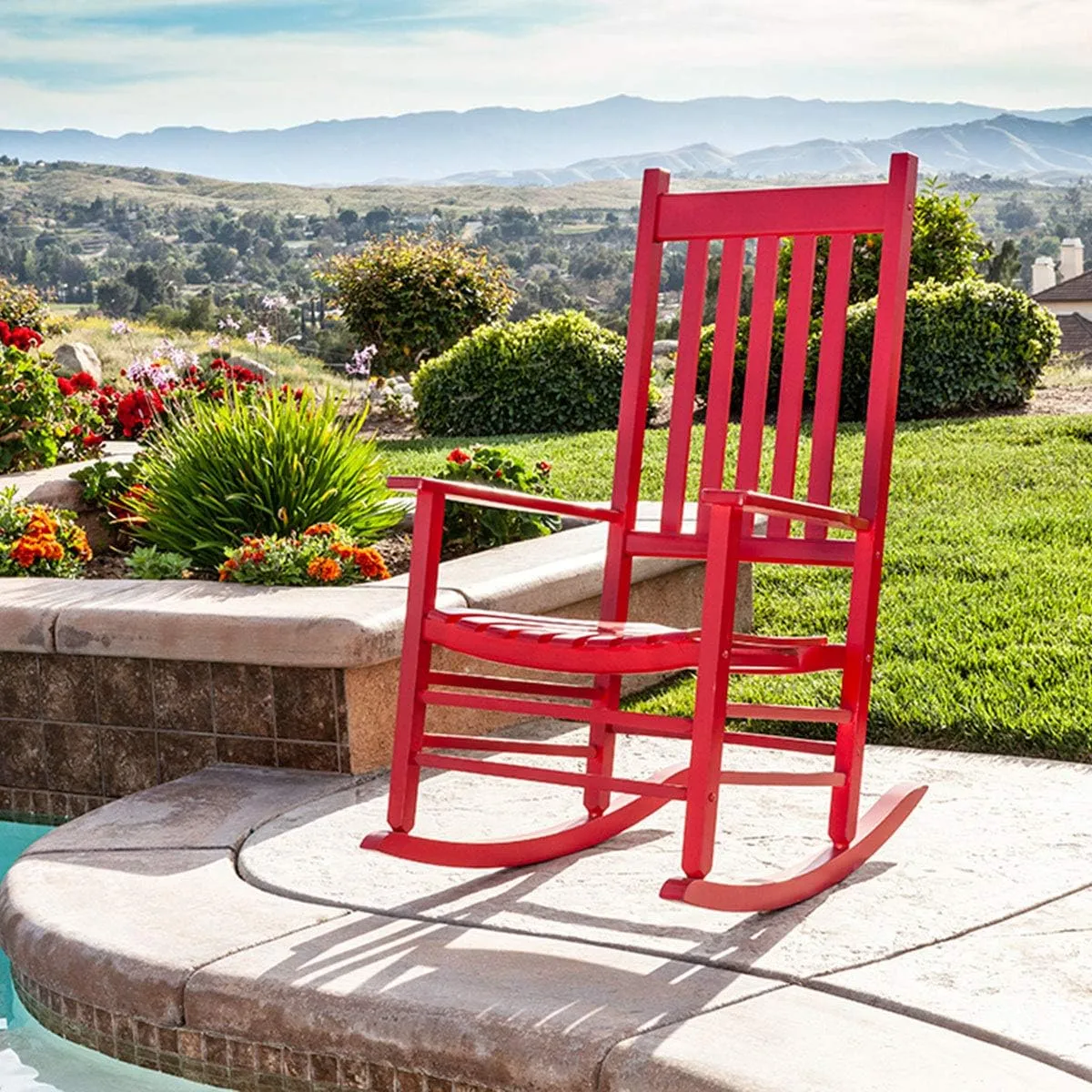 Shine Company Vermont Rocking Chairs, Outdoor Front Porch Rocker Set of 2, Chili Pepper