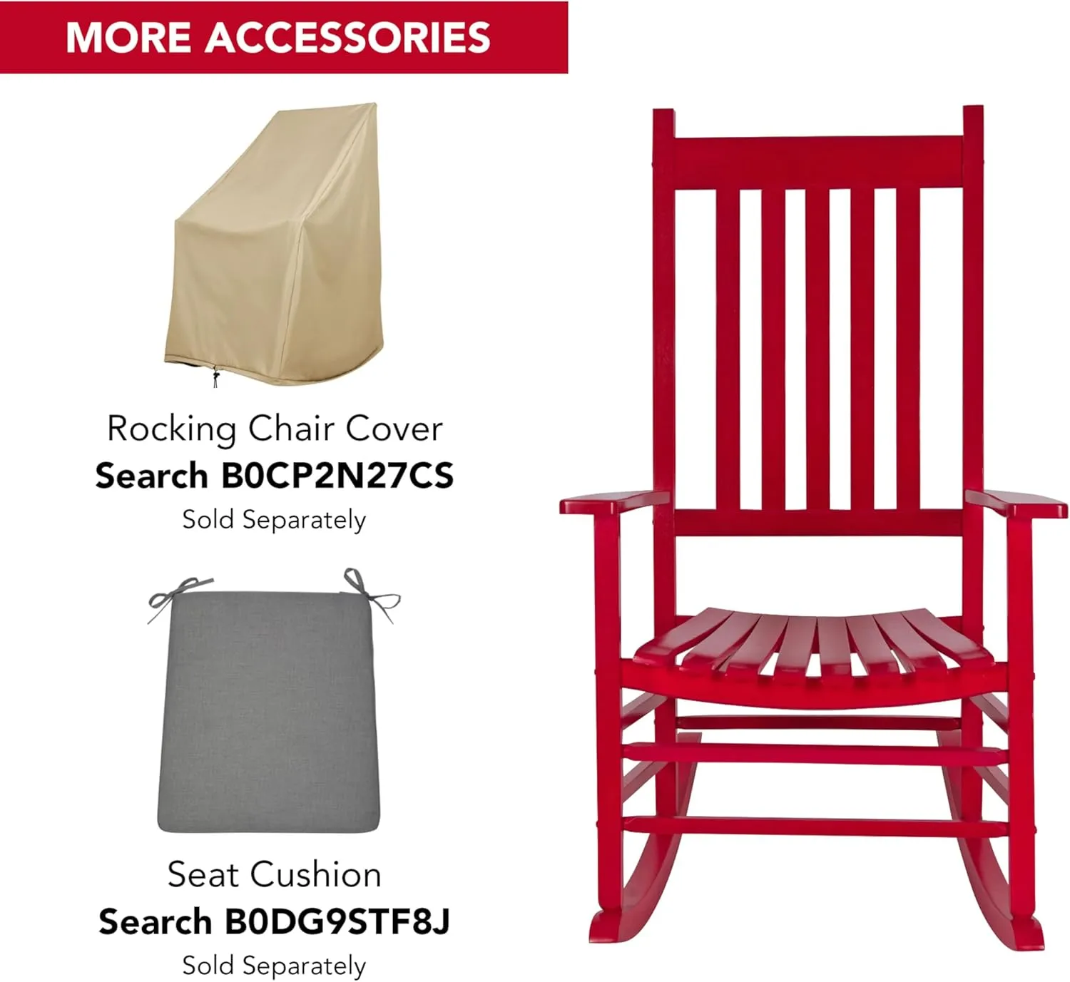 Shine Company Vermont Rocking Chairs, Outdoor Front Porch Rocker Set of 2, Chili Pepper