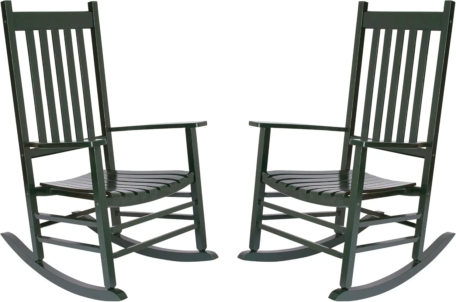 Shine Company Vermont Rocking Chairs, Outdoor Front Porch Rocker Set of 2, Dark Green