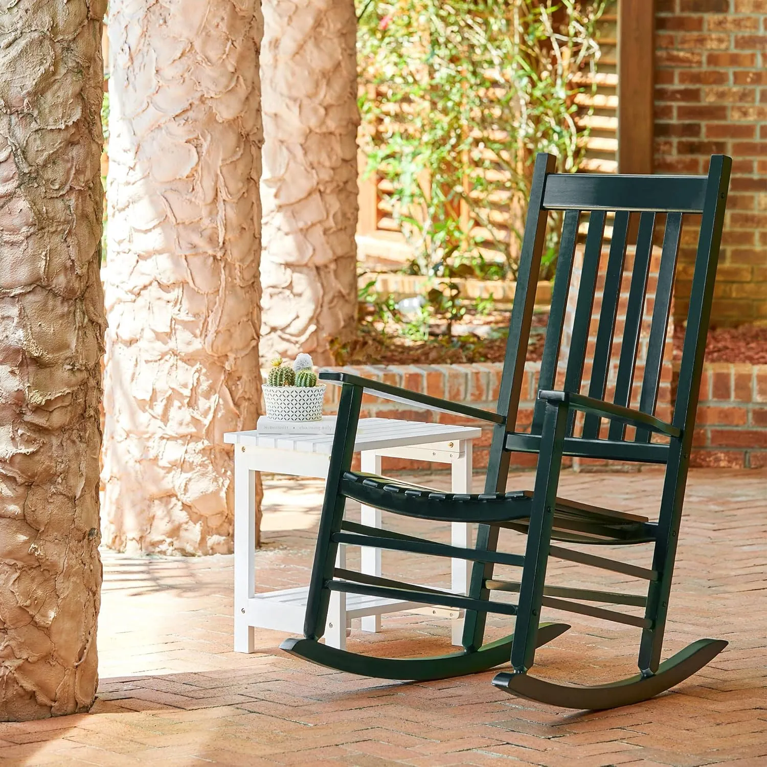 Shine Company Vermont Rocking Chairs, Outdoor Front Porch Rocker Set of 2, Dark Green