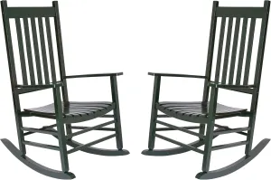 Shine Company Vermont Rocking Chairs, Outdoor Front Porch Rocker Set of 2, Dark Green