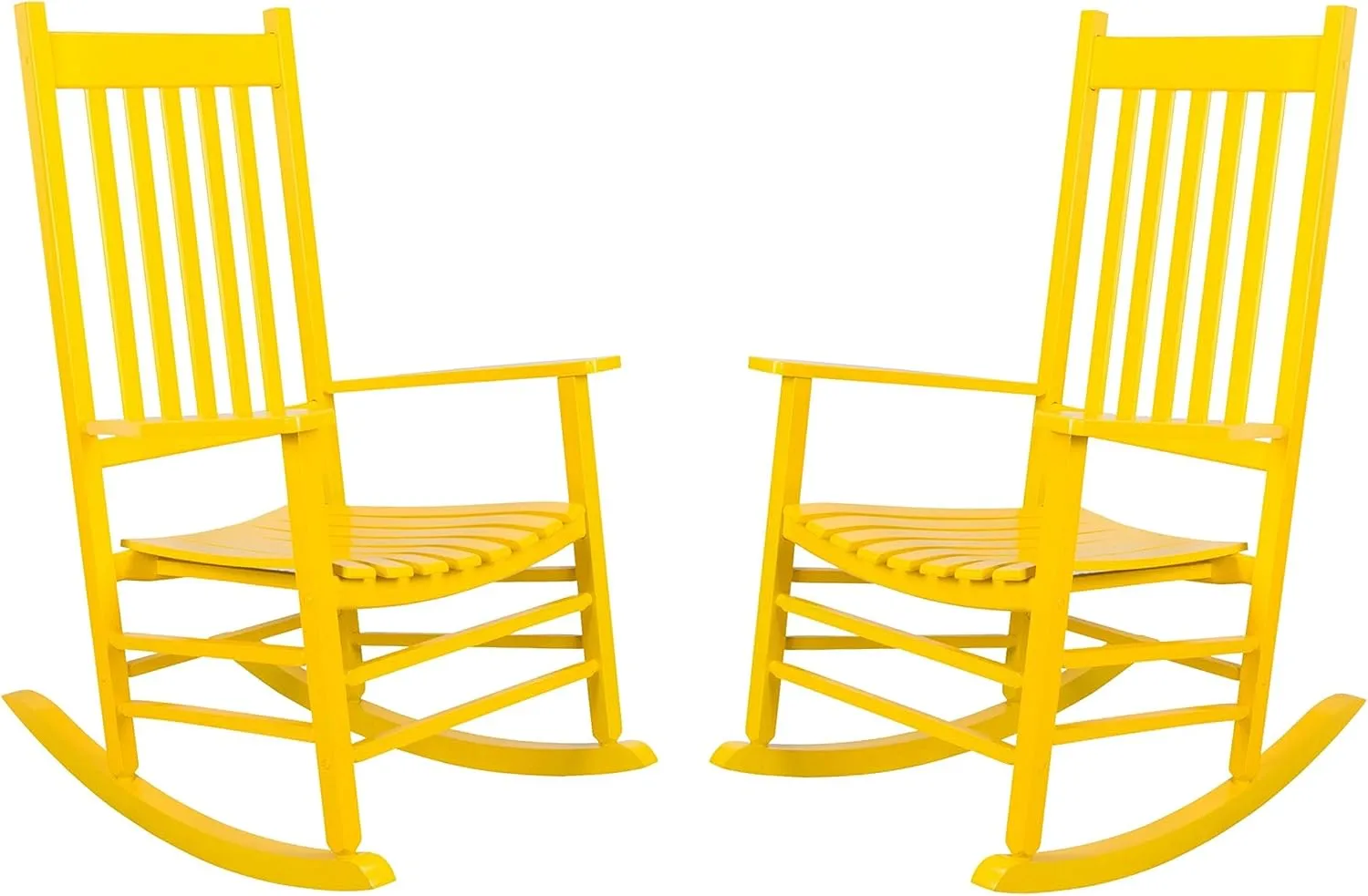 Shine Company Vermont Rocking Chairs, Outdoor Front Porch Rocker Set of 2, Lemon