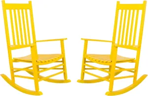 Shine Company Vermont Rocking Chairs, Outdoor Front Porch Rocker Set of 2, Lemon