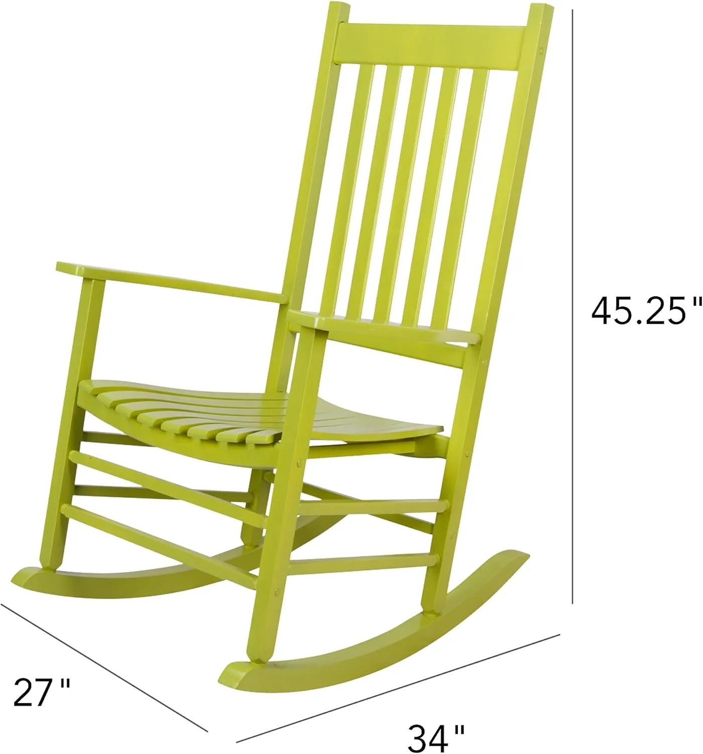 Shine Company Vermont Rocking Chairs, Outdoor Front Porch Rocker Set of 2, Lime