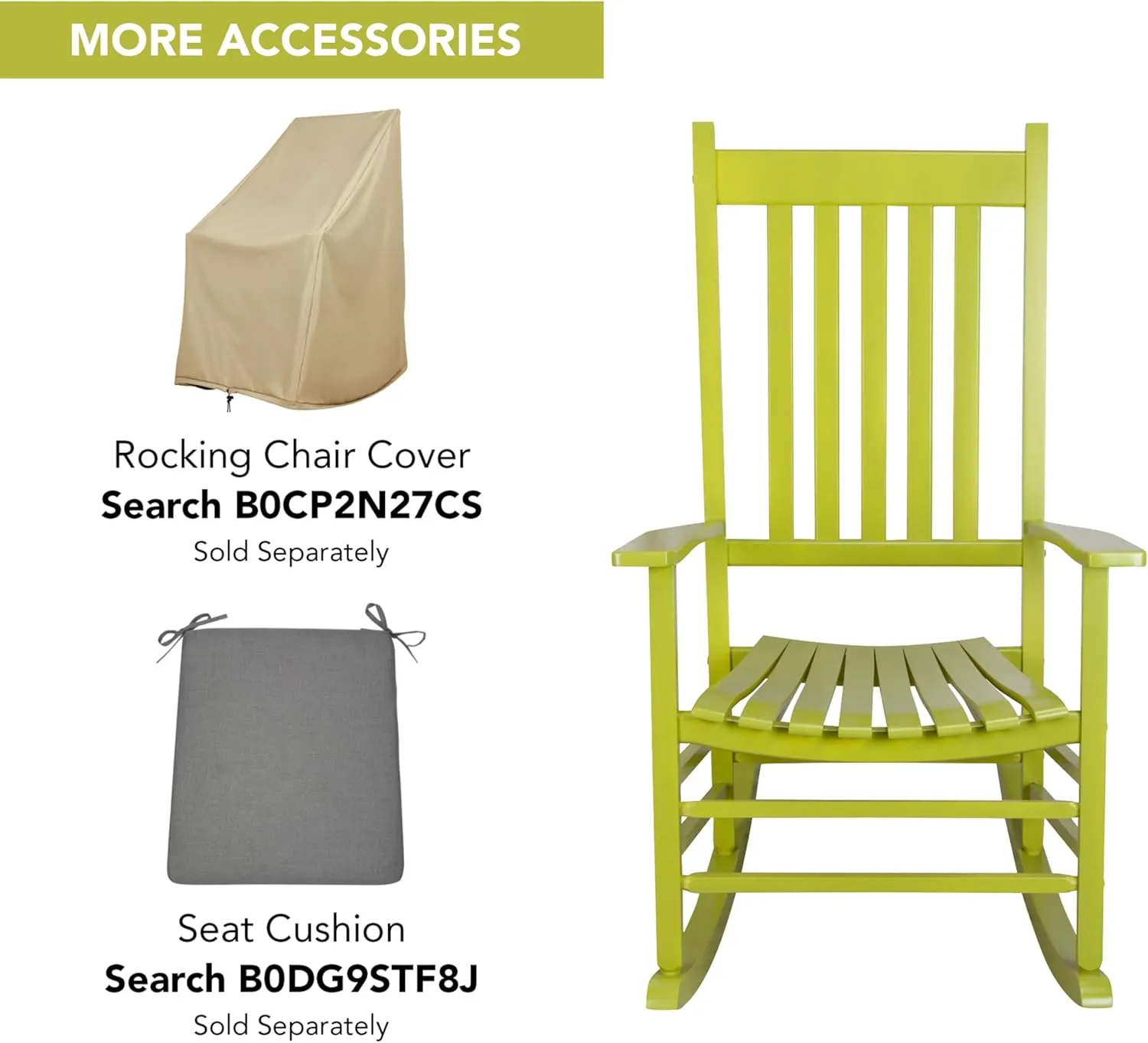 Shine Company Vermont Rocking Chairs, Outdoor Front Porch Rocker Set of 2, Lime