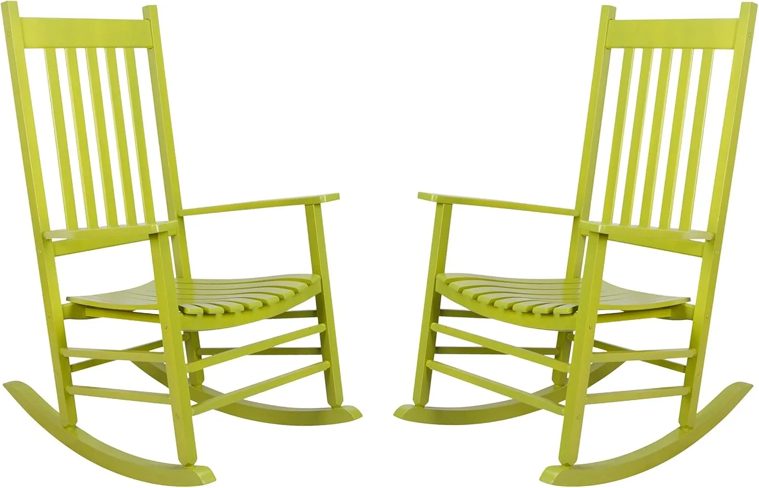Shine Company Vermont Rocking Chairs, Outdoor Front Porch Rocker Set of 2, Lime