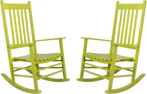 Shine Company Vermont Rocking Chairs, Outdoor Front Porch Rocker Set of 2, Lime