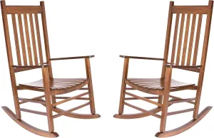 Shine Company Vermont Rocking Chairs, Outdoor Front Porch Rocker Set of 2, Oak