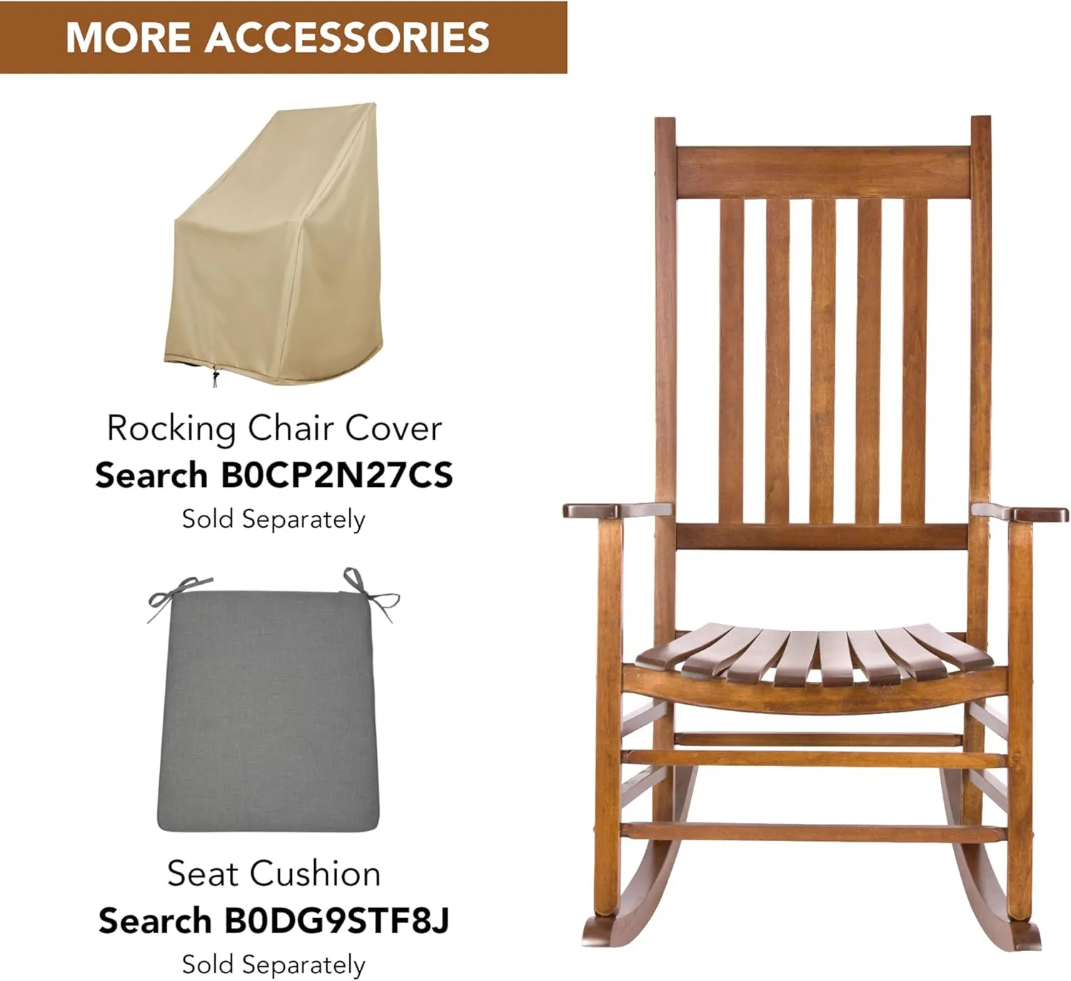 Shine Company Vermont Rocking Chairs, Outdoor Front Porch Rocker Set of 2, Oak