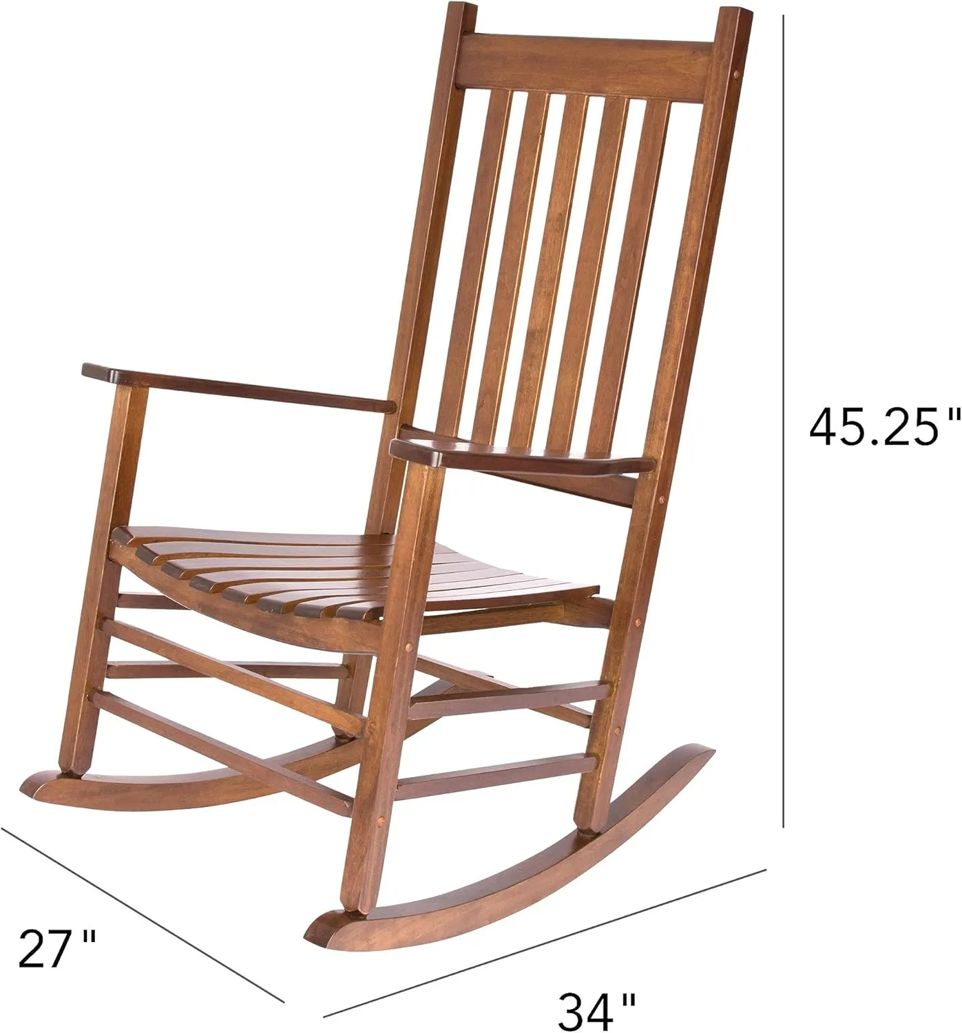 Shine Company Vermont Rocking Chairs, Outdoor Front Porch Rocker Set of 2, Oak