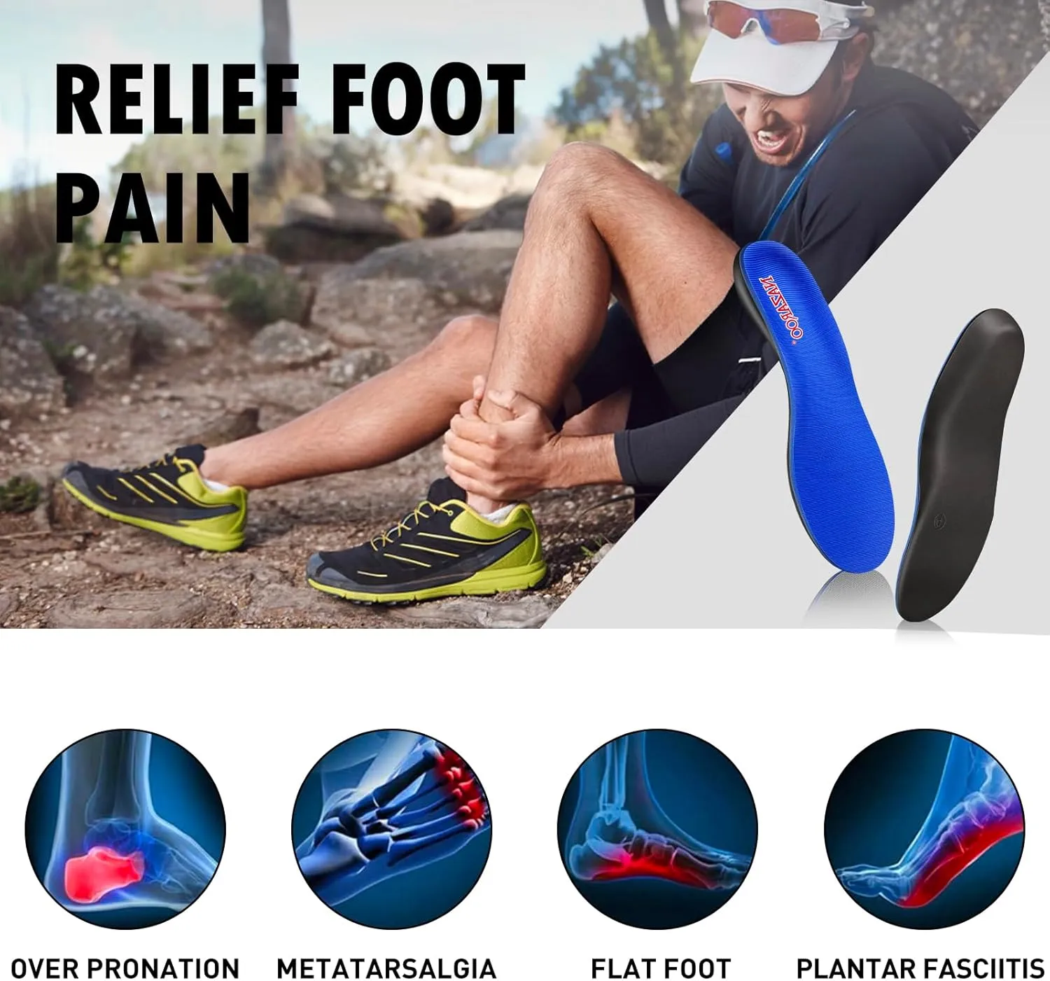 Shoe Insoles Arch Support Inserts Orthotic Insoles for Plantar Fasciitis, Flat Feet, High Arch, Pronation, Heel Spurs & Foot Pain