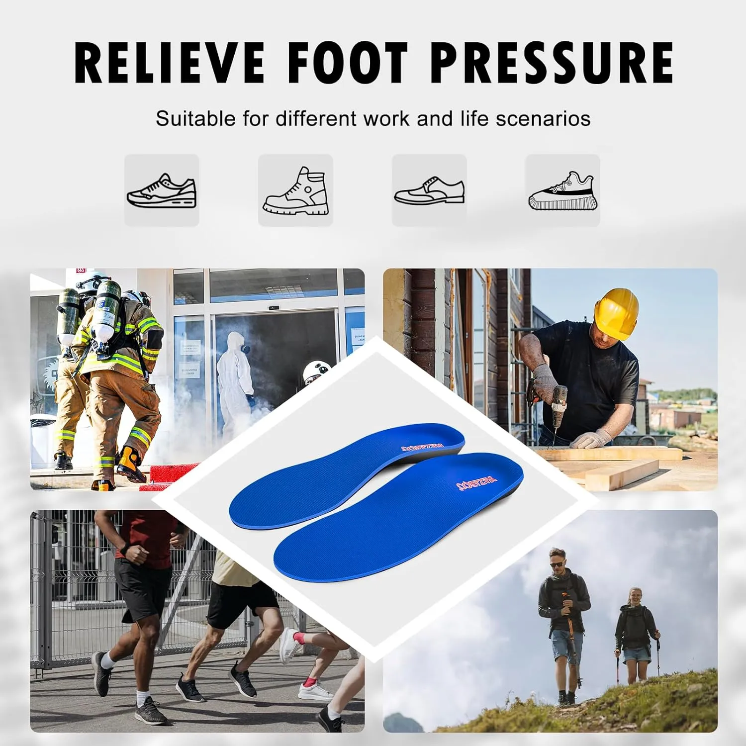Shoe Insoles Arch Support Inserts Orthotic Insoles for Plantar Fasciitis, Flat Feet, High Arch, Pronation, Heel Spurs & Foot Pain