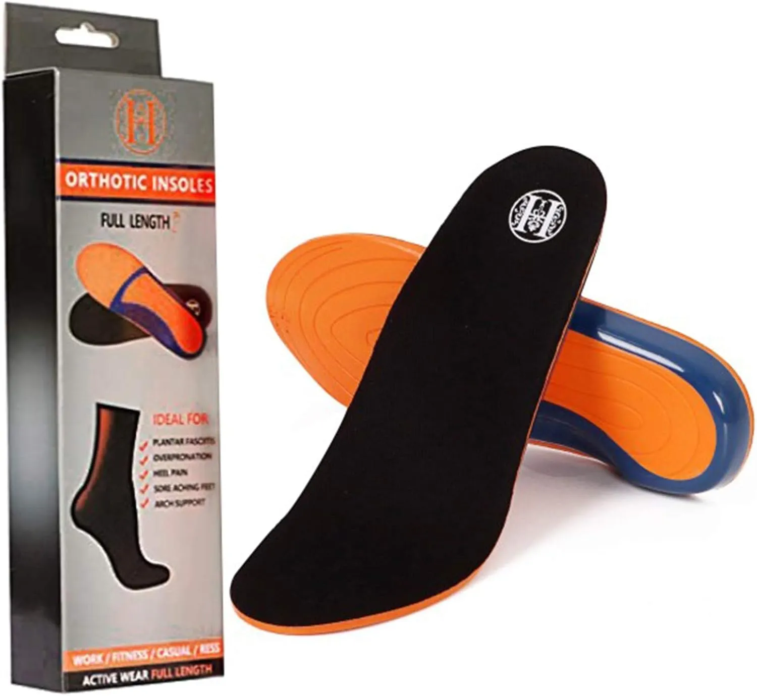 Shoe Insoles for Men, Memory Foam Insoles Relieve Flat Feet & Heel Pain Anti-Fatigue Arch Support Work Boot/Hiking Shoe Inserts (L)