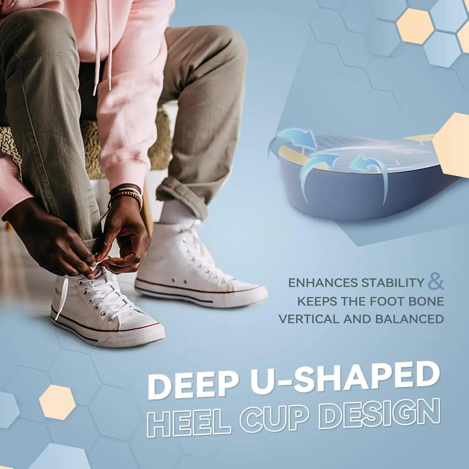 Shoe Lifts Men, DynWalker Height Increasing Shoe Inserts, Heel Lifts for Shoes, Suitable for Standing All Day, Comfort and Invisible Height Increase Insoles M Blue