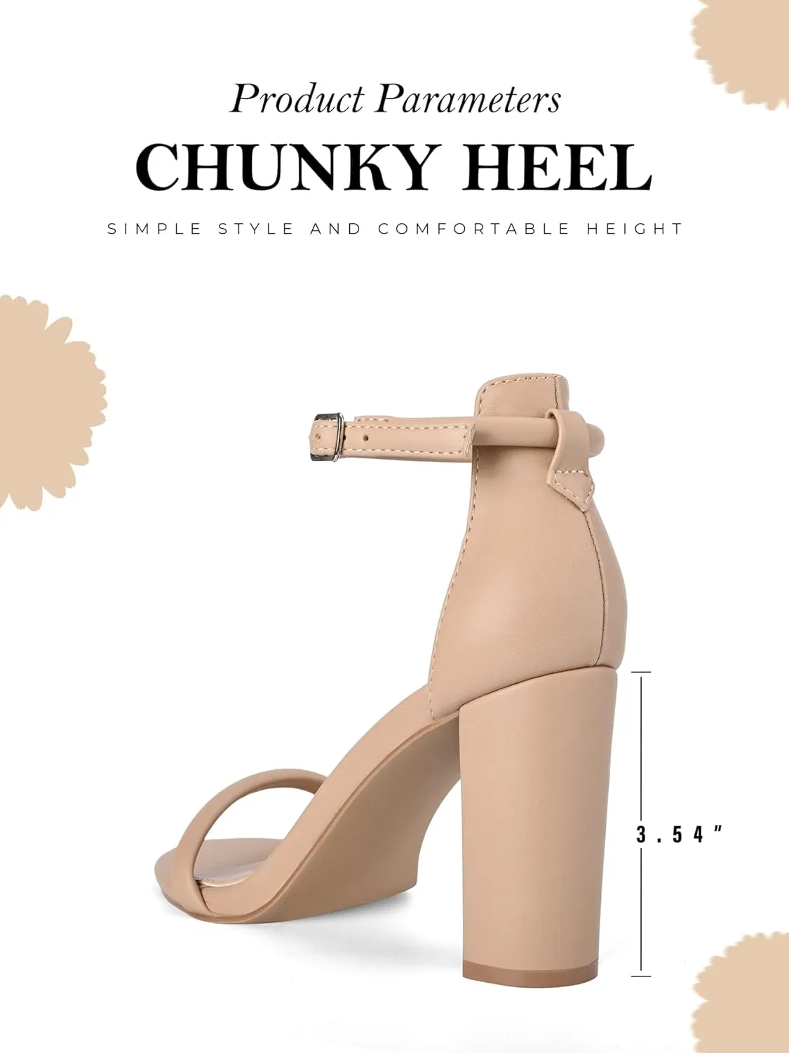 Shoe'N Tale Strappy Heels for Women Chunky Block High Ankle Buckle Heeled Sandals