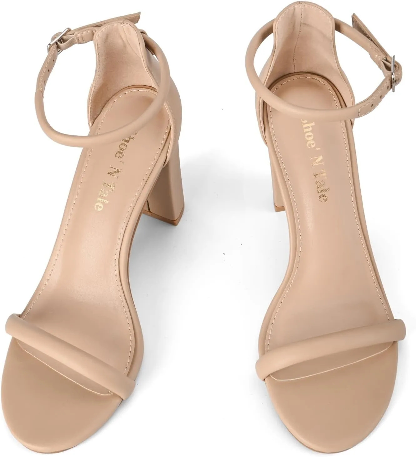Shoe'N Tale Strappy Heels for Women Chunky Block High Ankle Buckle Heeled Sandals