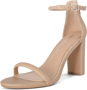 Shoe'N Tale Strappy Heels for Women Chunky Block High Ankle Buckle Heeled Sandals