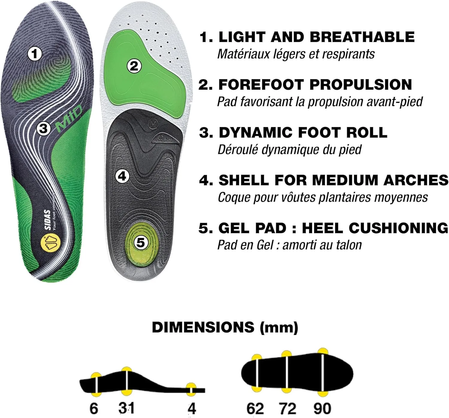 Sidas Active Mid, Unisex Insoles