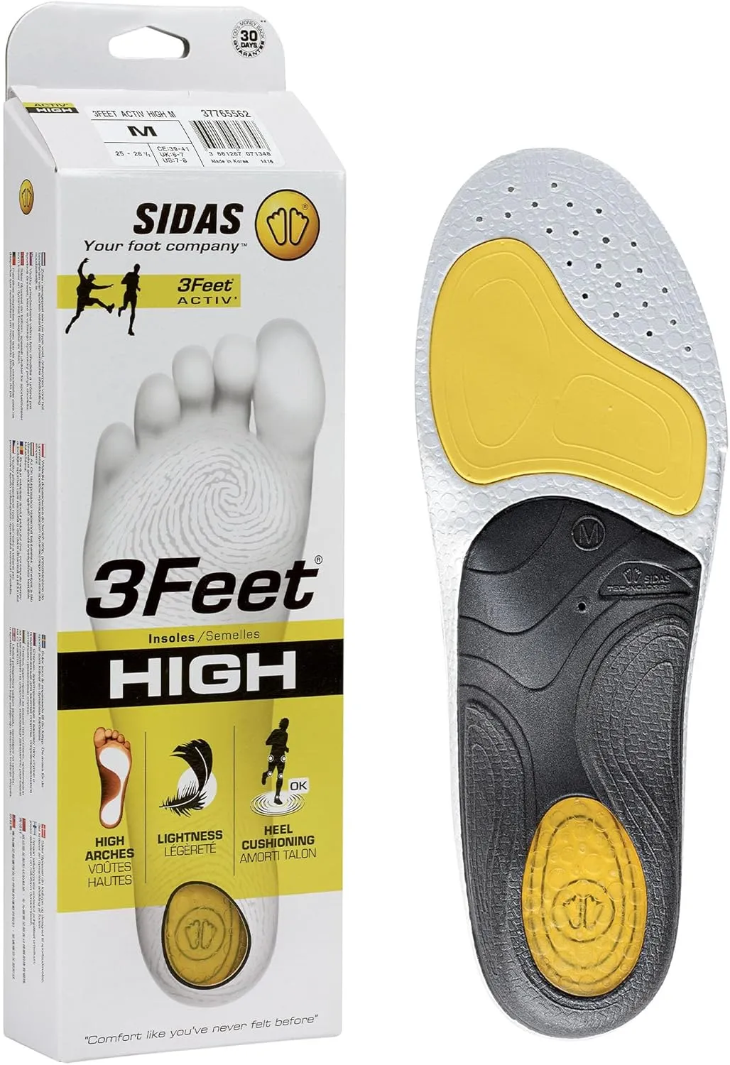 SIDAS Unisex Light Breathable Dynamic Forefoot Flex Enhanced Heel Cushioning 3Feet Active Multisports All-Year Insoles