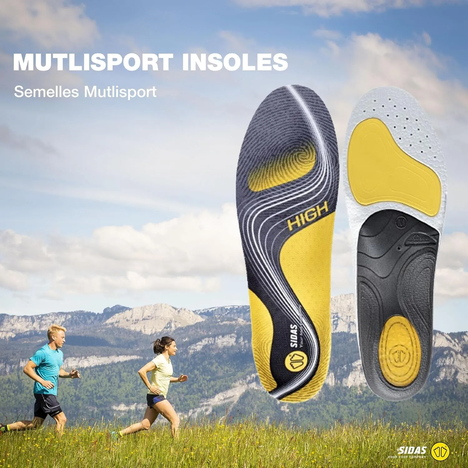 SIDAS Unisex Light Breathable Dynamic Forefoot Flex Enhanced Heel Cushioning 3Feet Active Multisports All-Year Insoles