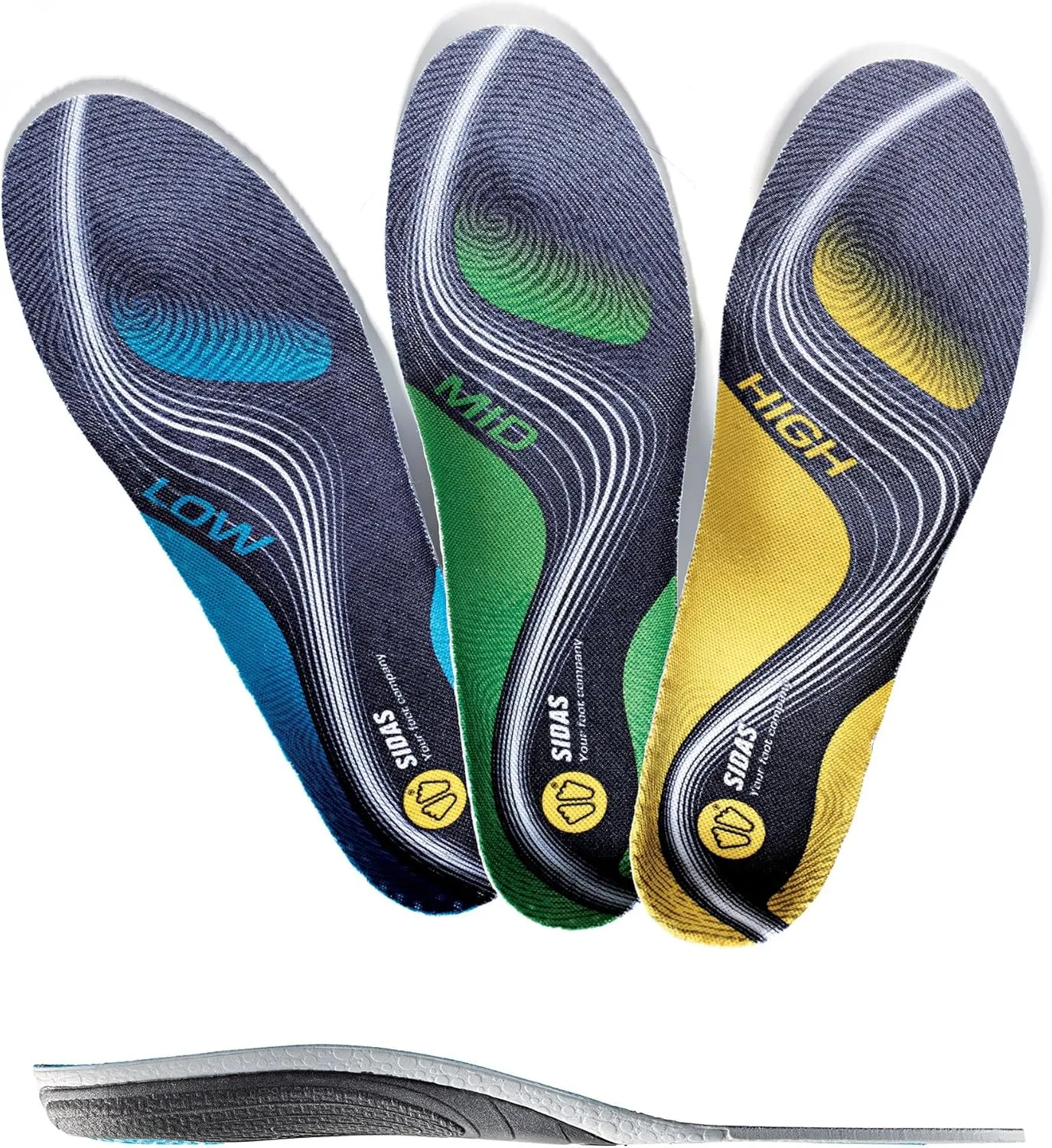 SIDAS Unisex Light Breathable Dynamic Forefoot Flex Enhanced Heel Cushioning 3Feet Active Multisports All-Year Insoles