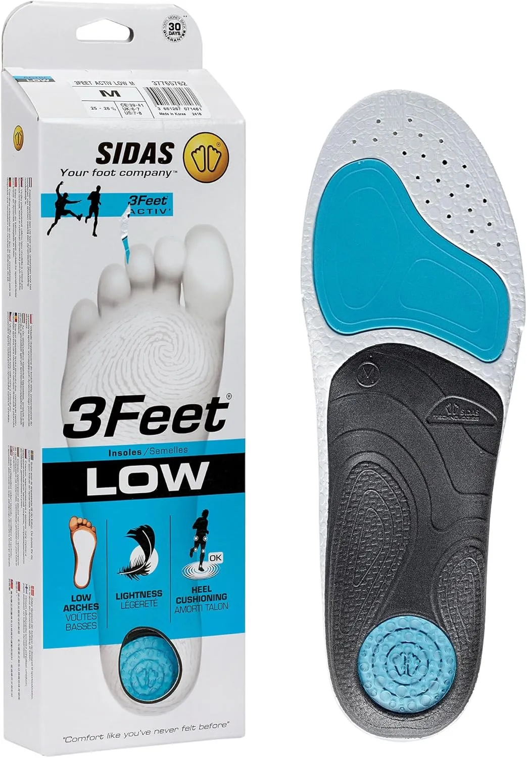 SIDAS Unisex Light Breathable Dynamic Forefoot Flex Enhanced Heel Cushioning 3Feet Active Multisports All-Year Insoles
