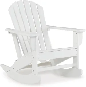 Signature Design by Ashley Sundown Treasure Cottage Weather Resistant Outdoor Rocking Chair with 1 Cup Holder, White