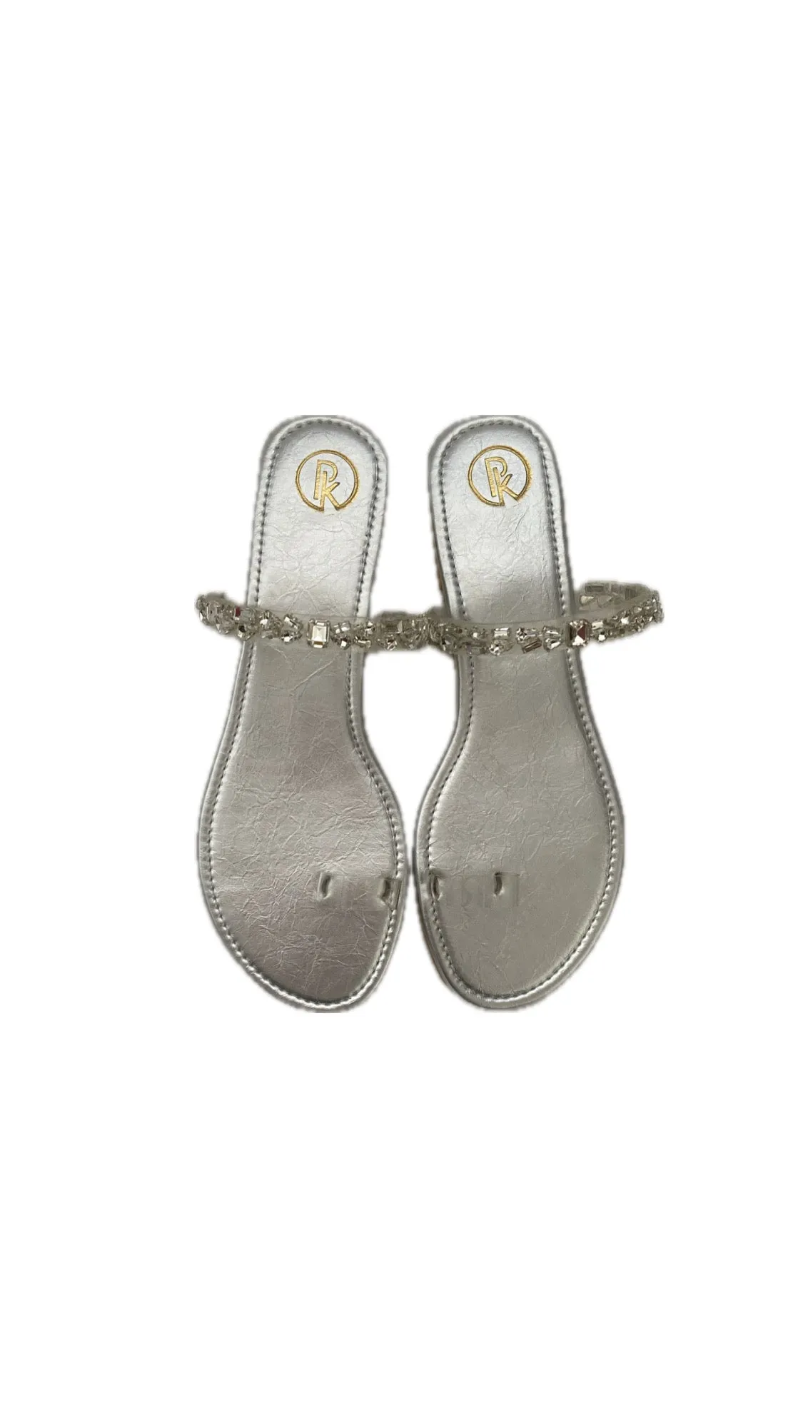 Silver Embellished Thumb Flats