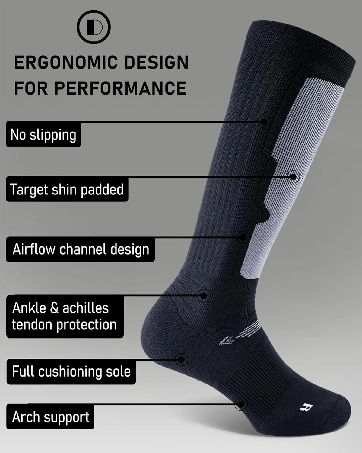 Ski Socks Merino Wool (Pack of 2) for Skiing, Snowboarding, Winter Warm