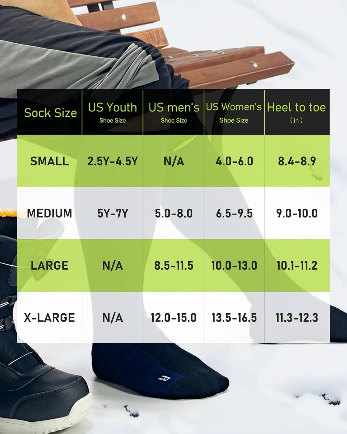 Ski Socks Merino Wool (Pack of 2) for Skiing, Snowboarding, Winter Warm