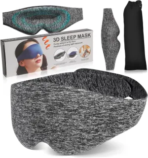 Sleep Eye Mask with Full Coverage Light Blocking Design Comfortable Sleeping Eye Covers for Men and Women for Napping Traveling Office Use Grey with Storage Bag