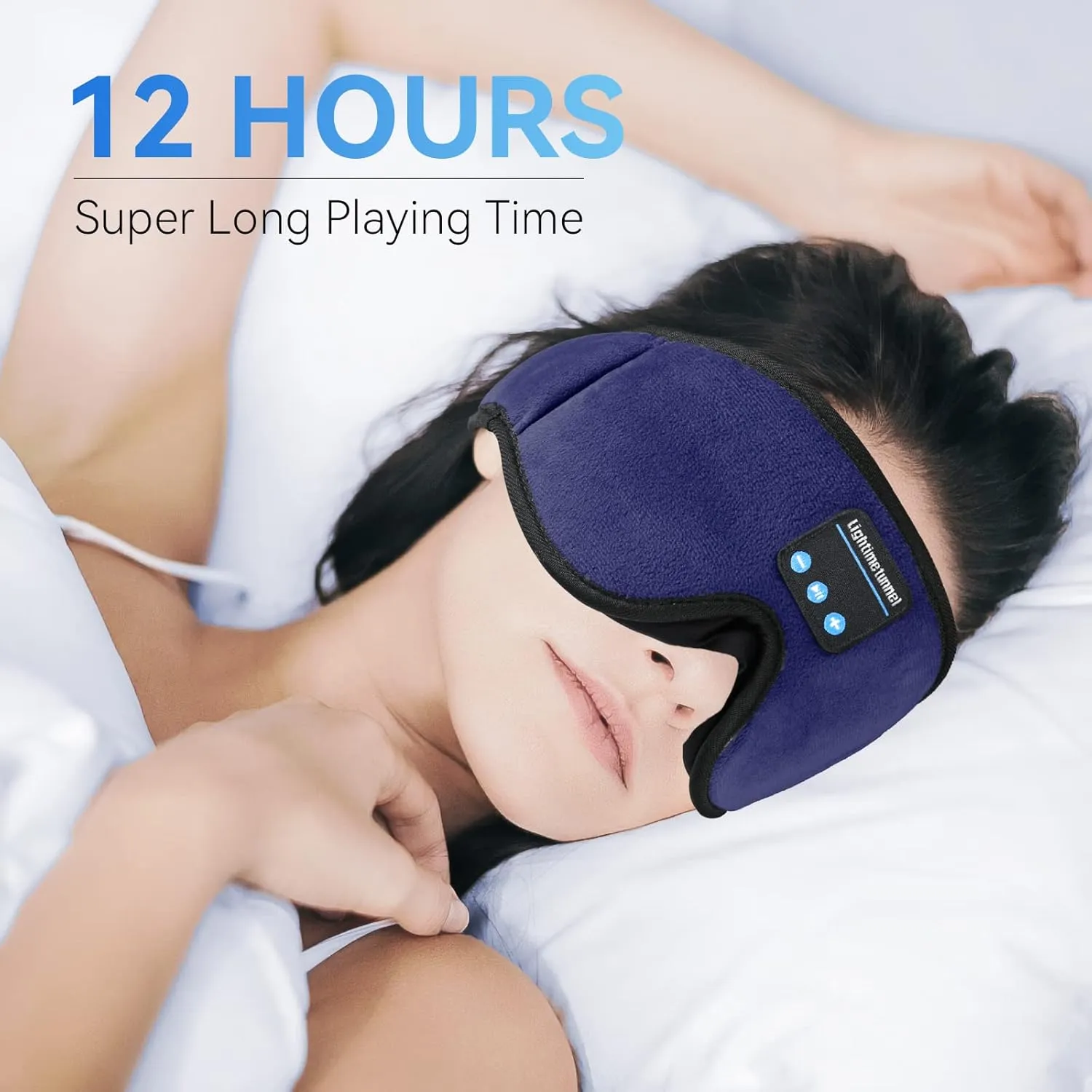 Sleep Headphones, 3D Bluetooth Sleep Mask, Washable Sleeping Headphones with Ultra Thin Stereo Speakers Microphone Hands Free for Insomnia Travel Blue Color