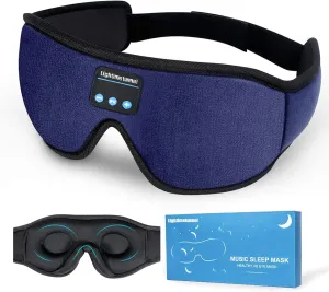Sleep Headphones, 3D Bluetooth Sleep Mask, Washable Sleeping Headphones with Ultra Thin Stereo Speakers Microphone Hands Free for Insomnia Travel Blue Color