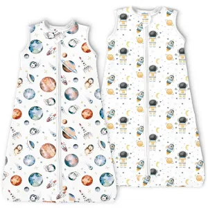Sleep Sack 15-24 Months, Summer Light Wearable Blanket with 2-way Zippers, Ultra Soft Breathable Baby Sleeping Bag for 15-18-24 Months Baby, 2 Pack(Planet Explorers)
