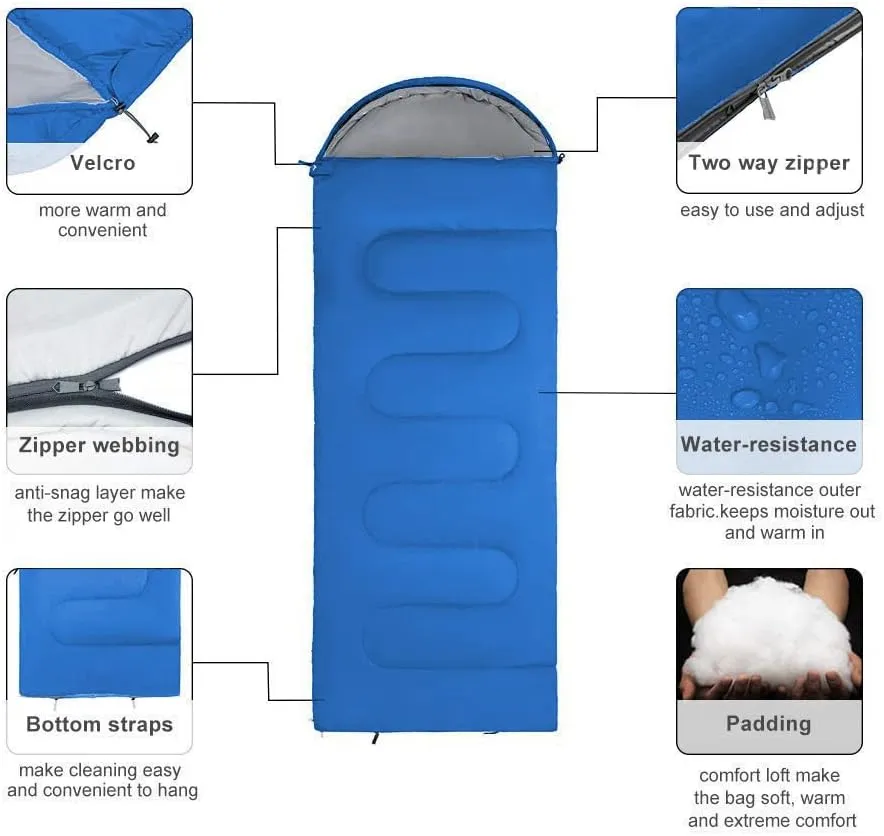 Sleeping Bag, Lightweight 3 Season Weather Sleep Bags for Kids Adults Girls Women, Microfiber Filled 5-20 Degree for Backpacking/Hiking/Camping/Mountaineering with Compression Sack