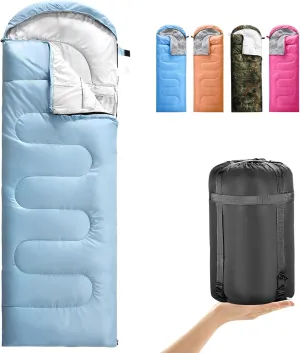 Sleeping Bags for Adults & Kids (Girls or Boys) - Use for Backpacking, Hiking and Camping - Suitable for Warm & Cold Weather - Lightweight, Portable, Waterproof