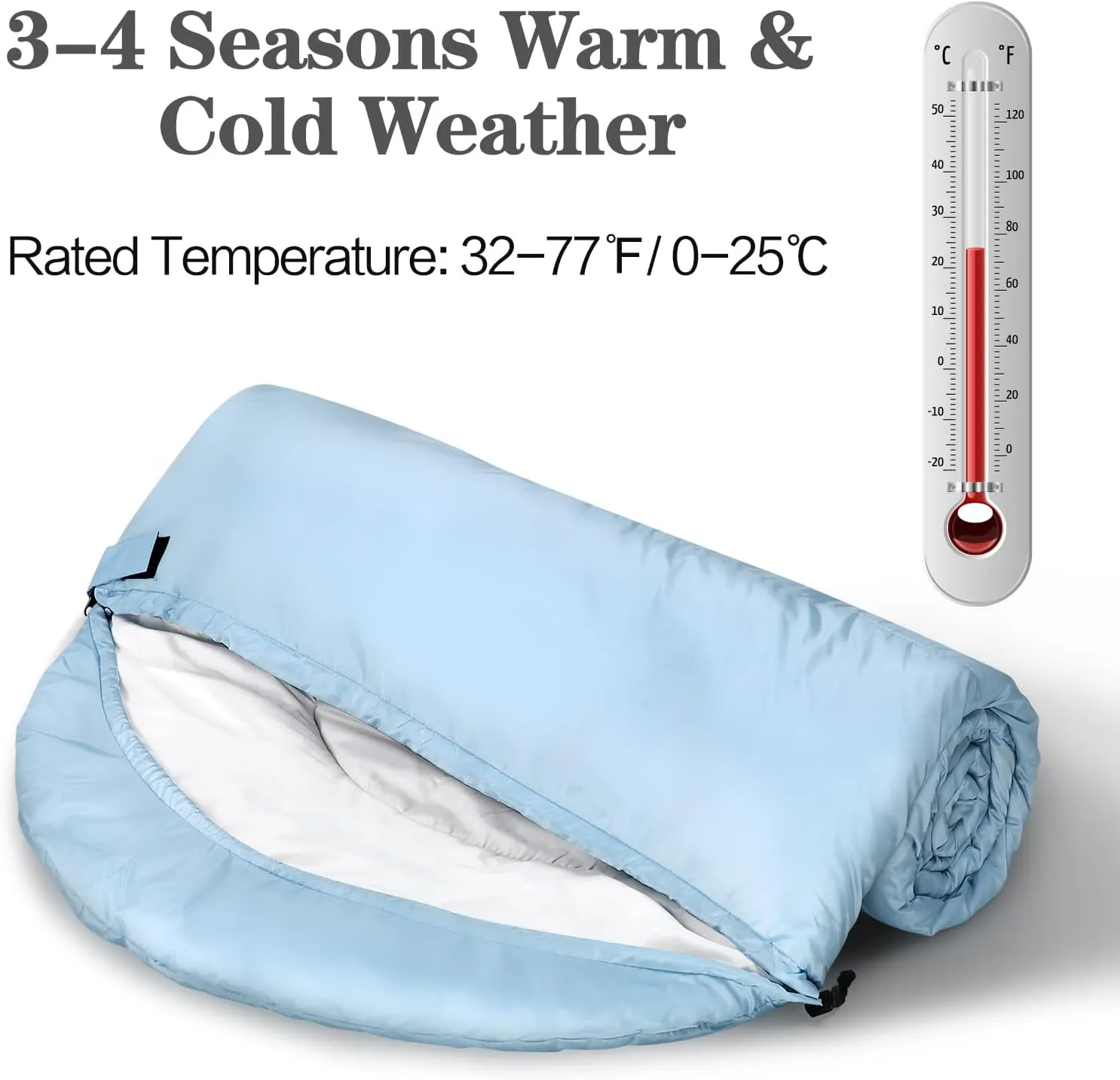 Sleeping Bags for Adults & Kids (Girls or Boys) - Use for Backpacking, Hiking and Camping - Suitable for Warm & Cold Weather - Lightweight, Portable, Waterproof