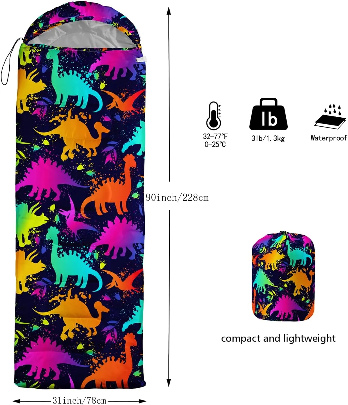 Sleeping Bags for Adults and Kids Camping Sleeping Bags for Girls and Boys Lightweight Waterproof Cold/Warm 3-Season Outdoor Travel with Compression Bags