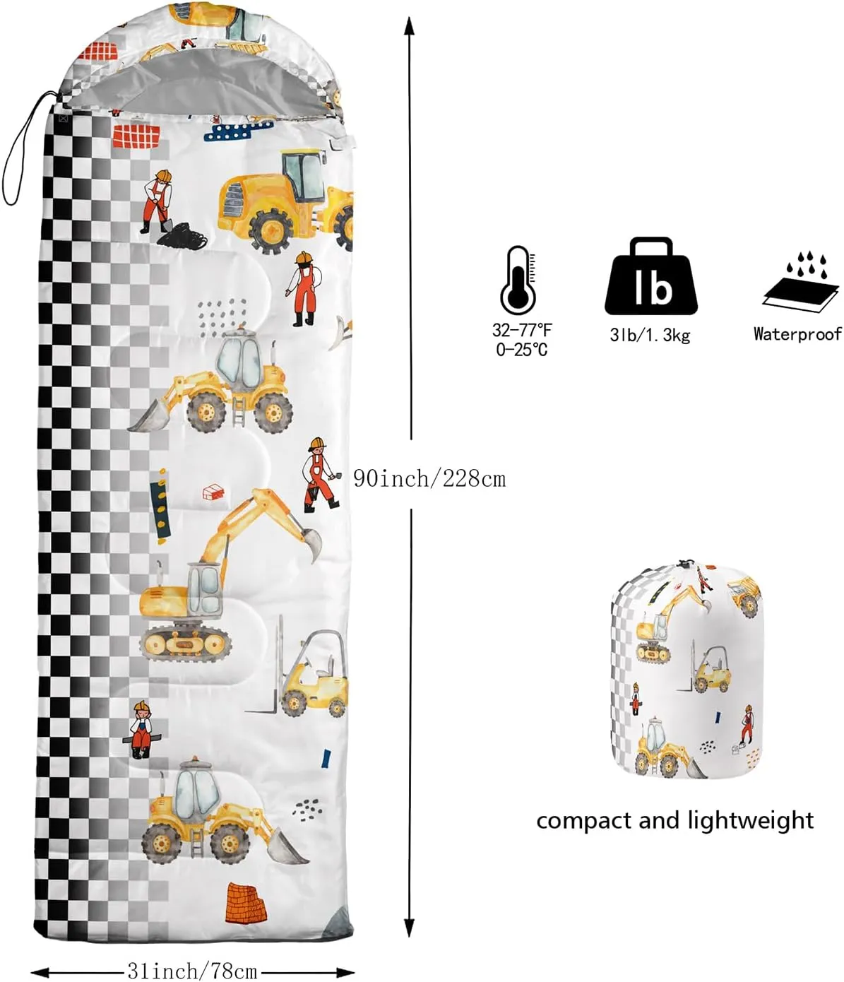 Sleeping Bags for Adults and Kids Camping Sleeping Bags for Girls and Boys Lightweight Waterproof Cold/Warm Sleeping Bag for 3 Season