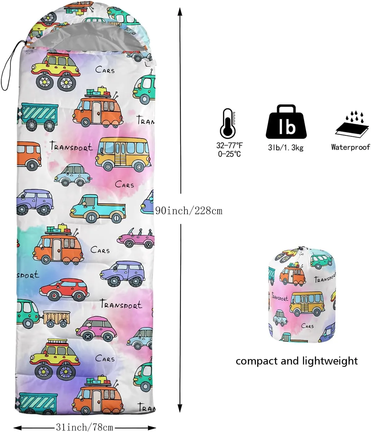 Sleeping Bags for Adults and Kids Camping Sleeping Bags for Girls and Boys Lightweight Waterproof Cold/Warm Sleeping Bag for 3 Season