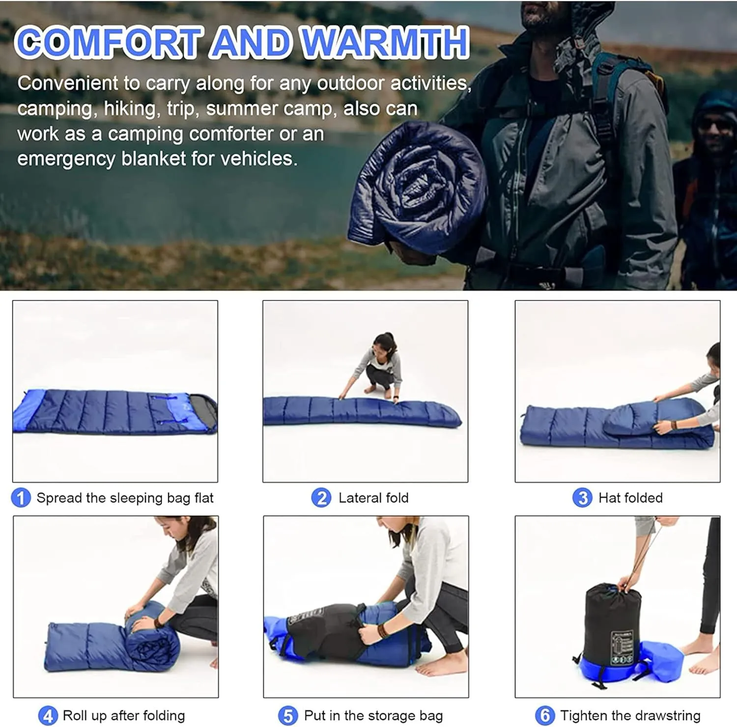 Sleeping Bags for Adults Backpacking Lightweight Waterproof- Cold Weather Sleeping Bag for Girls Boys Mens for Warm Camping Hiking Outdoor Travel Hunting, Fits 23°F to 68°F