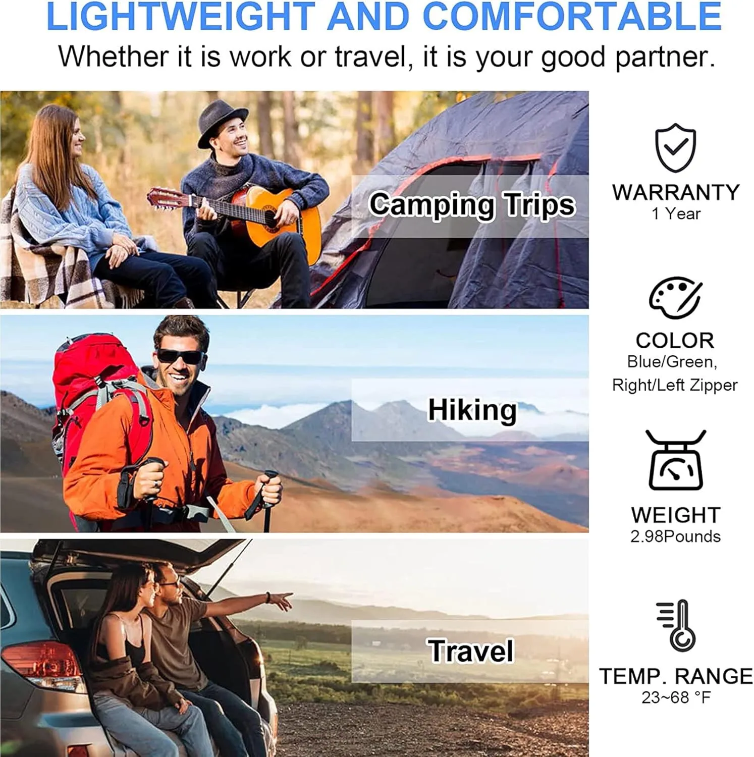 Sleeping Bags for Adults Backpacking Lightweight Waterproof- Cold Weather Sleeping Bag for Girls Boys Mens for Warm Camping Hiking Outdoor Travel Hunting, Fits 23°F to 68°F
