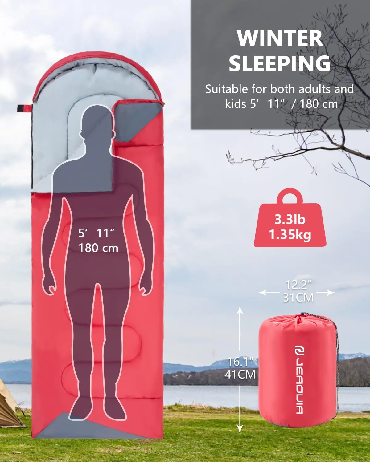 Sleeping Bags for Adults Backpacking Lightweight Waterproof- Cold Weather Sleeping Bag for Girls Boys Mens for Warm Camping Hiking Outdoor Travel Hunting with Compression Bags